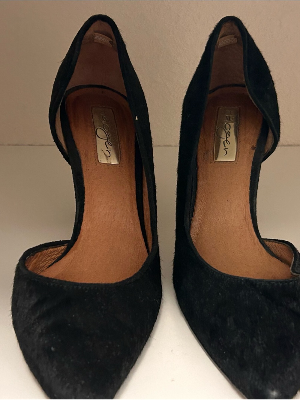 Halogen Black Suede Pointed D'Orsay Heels